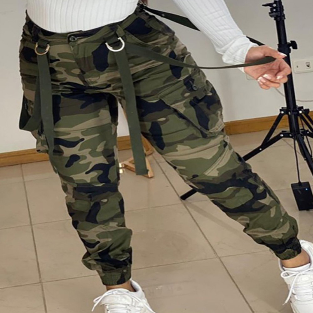 Ericdress Camouflage Skinny Patchwork Mid Waist Pencil Pants Women's Casual Pants