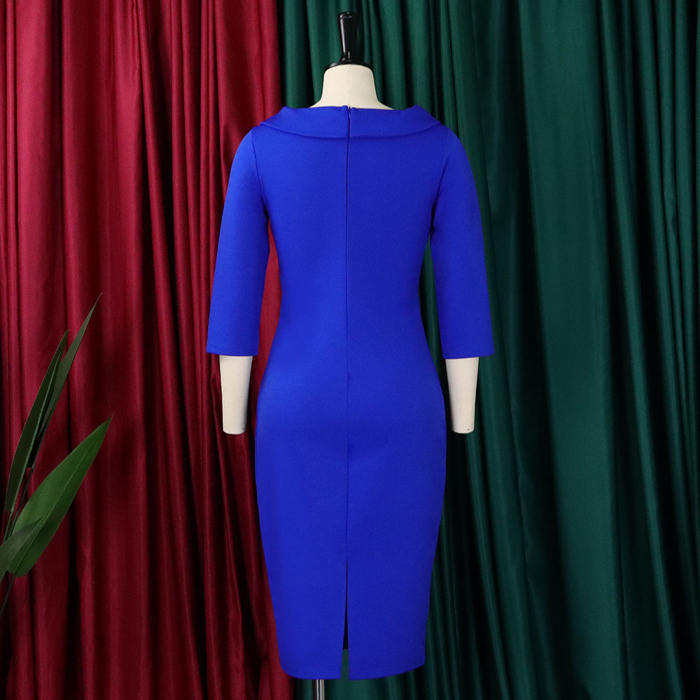 Ericdress V-Neck Three-Quarter Sleeve Split Regular Office Lady Bodycon Dress