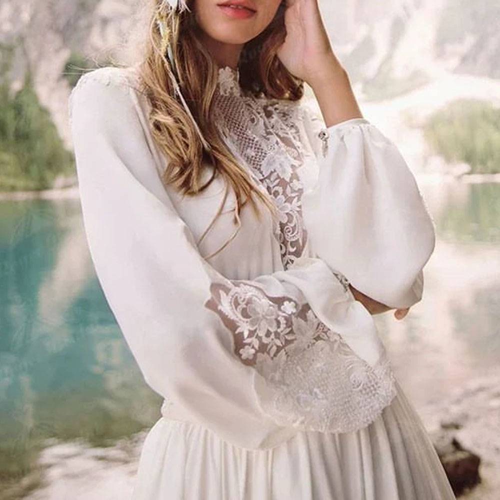 Ericdress Floor-Length Lace Long Sleeves Trumpet/Mermaid Hall Wedding Dress
