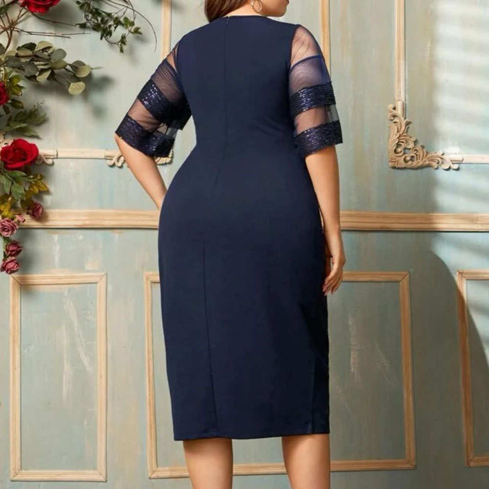 Ericdress Tea-Length Half Sleeves Sequins Sheath/Column Formal Dress