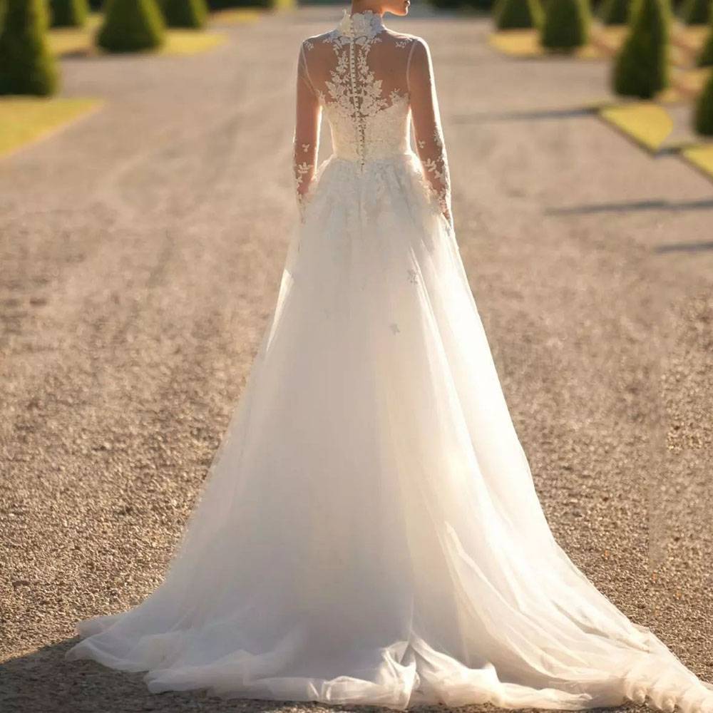 Ericdress Long Sleeves Floor-Length Trumpet/Mermaid High Neck Church Wedding Dress
