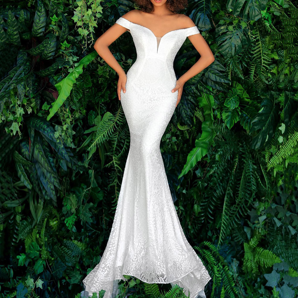 Ericdress Floor-Length Lace Trumpet/Mermaid V-Neck Church Wedding Dress