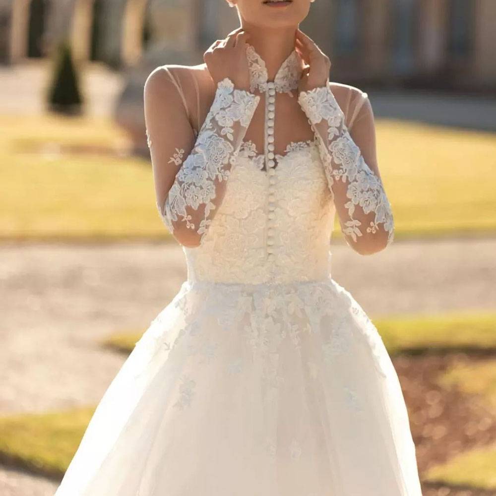 Ericdress Long Sleeves Floor-Length Trumpet/Mermaid High Neck Church Wedding Dress