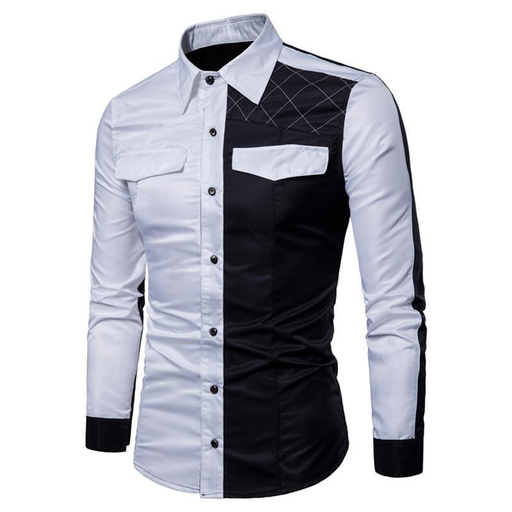 Ericdress Casual Color Block Patchwork Slim Single-Breasted Shirt