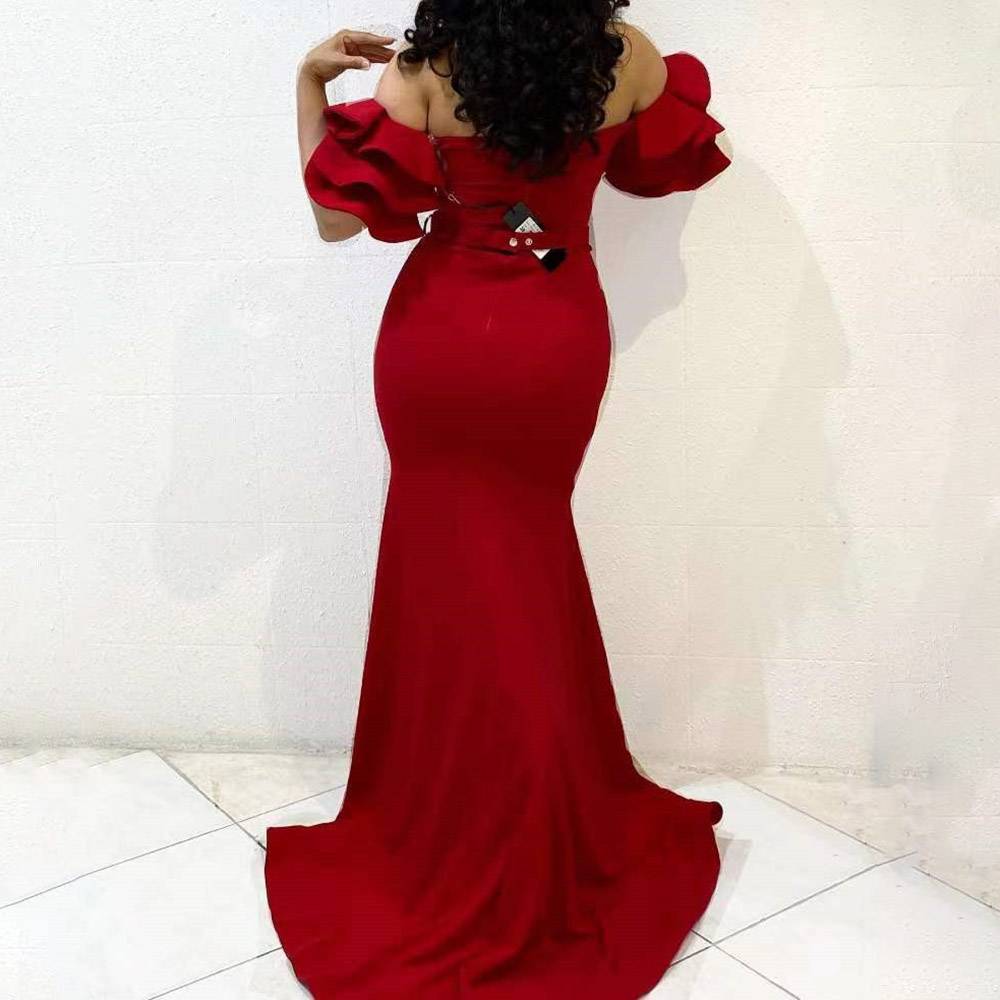 Ericdress V-Neck Half Sleeves Floor-Length Trumpet/Mermaid Evening Dress