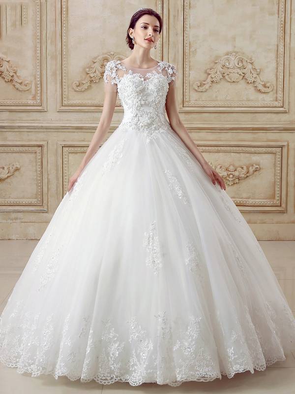 Ericdress Appliques Ball Gown Wedding Dress with Train