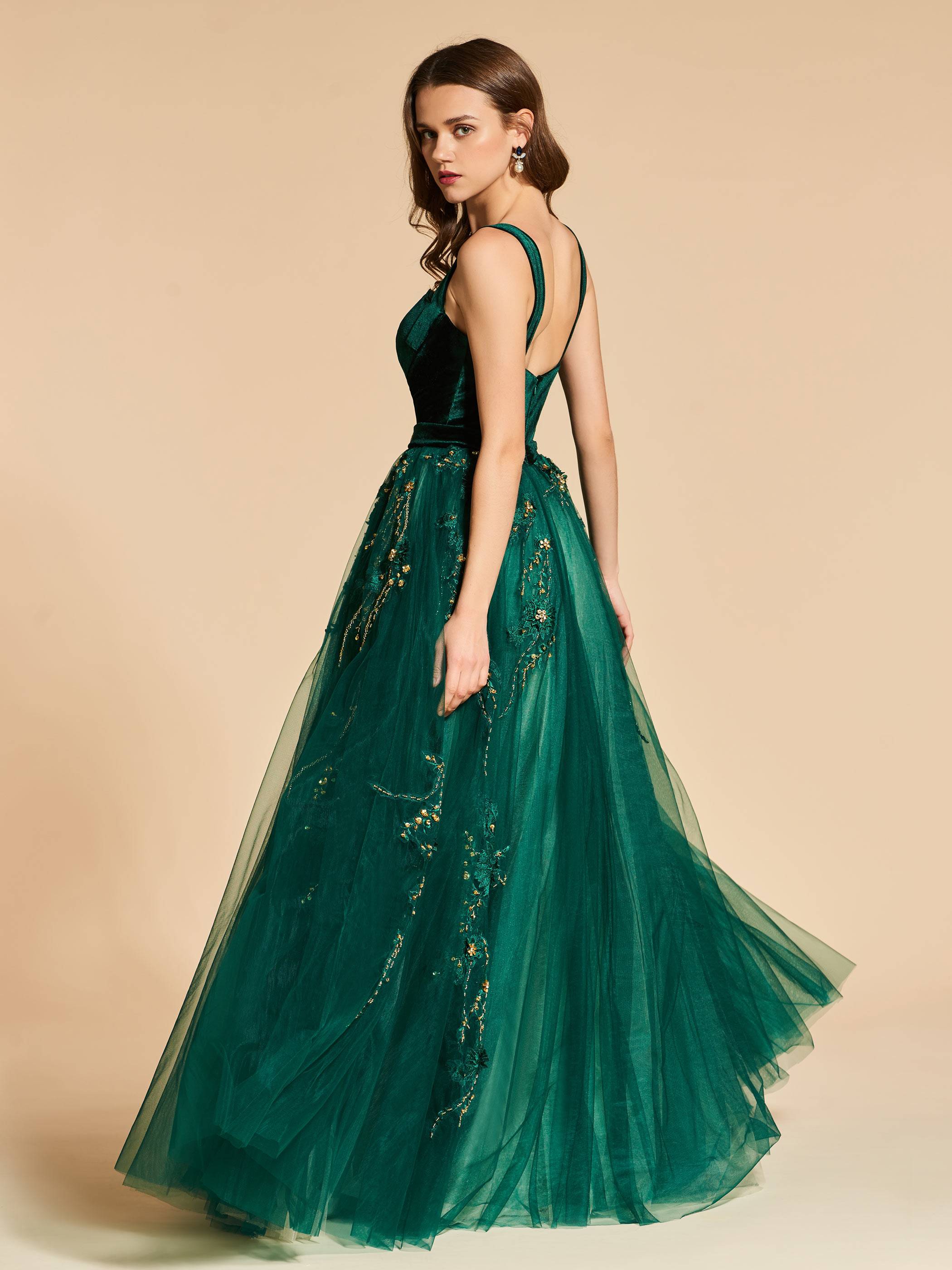 Ericdress A Line Straps Beaded Pleats Evening Dress