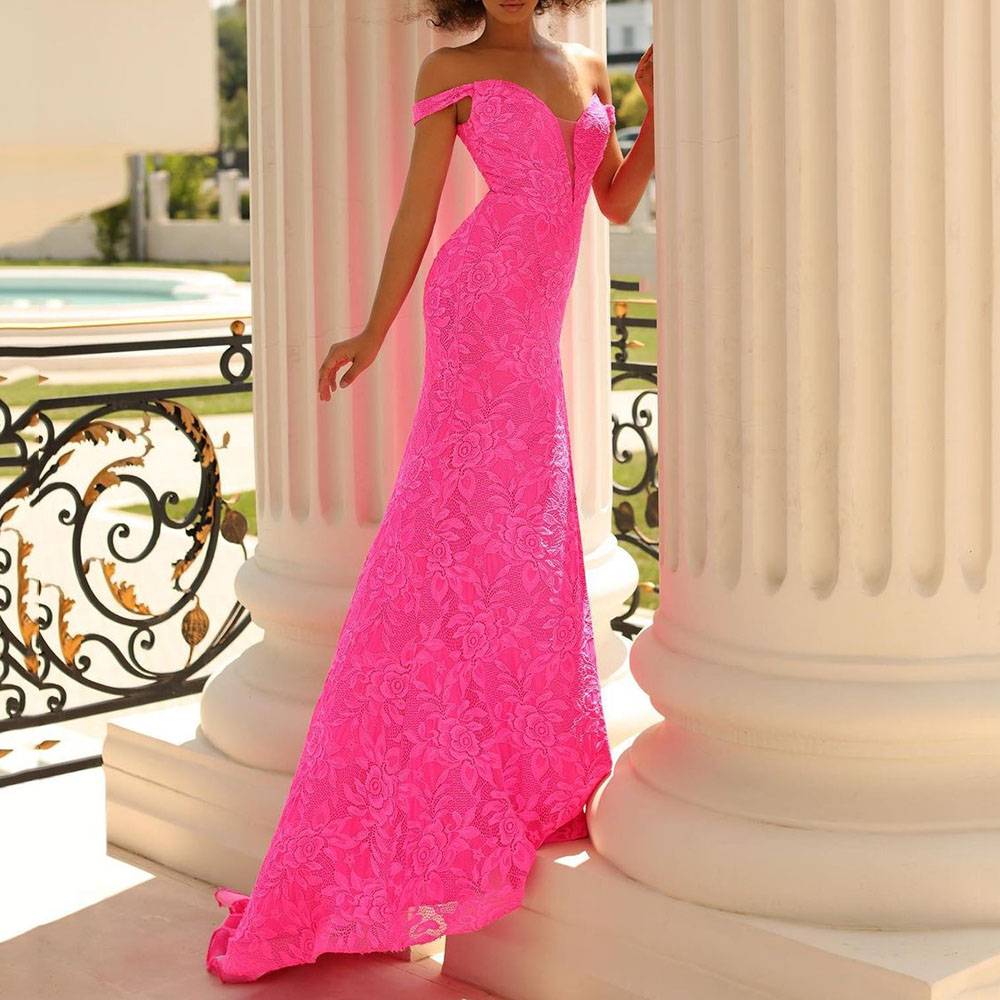 Ericdress V-Neck Floor-Length Short Sleeves Split-Front Celebrity Dress