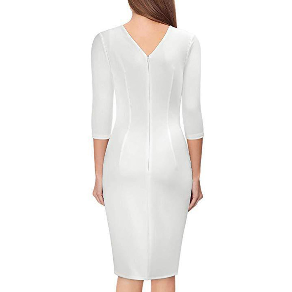 Ericdress Three-Quarter Sleeve V-Neck Knee-Length Summer Asymmetrical Dress