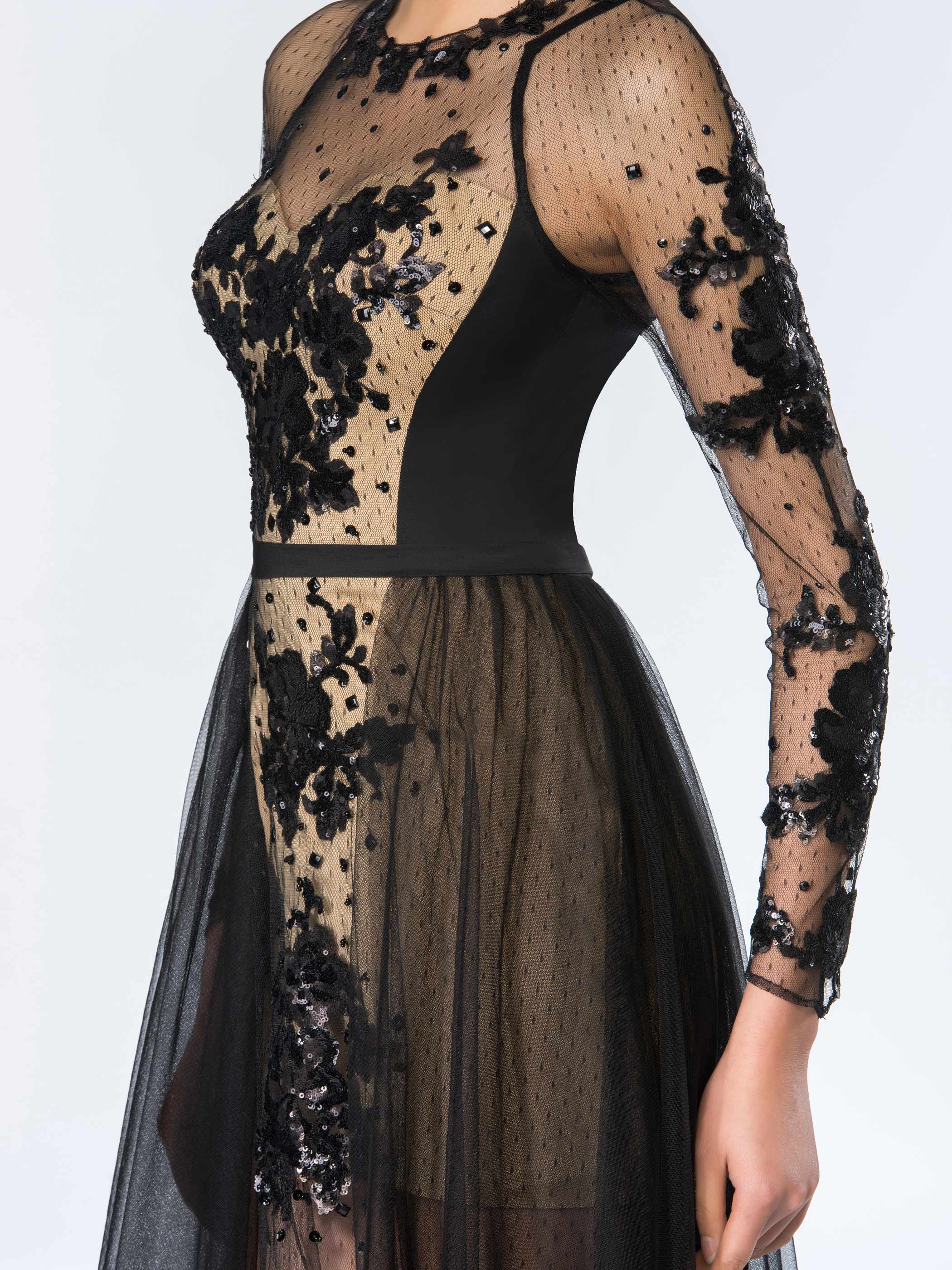 Ericdress Sequins Appliques Long Sleeves Halloween Evening Dress Black Wedding Dresses