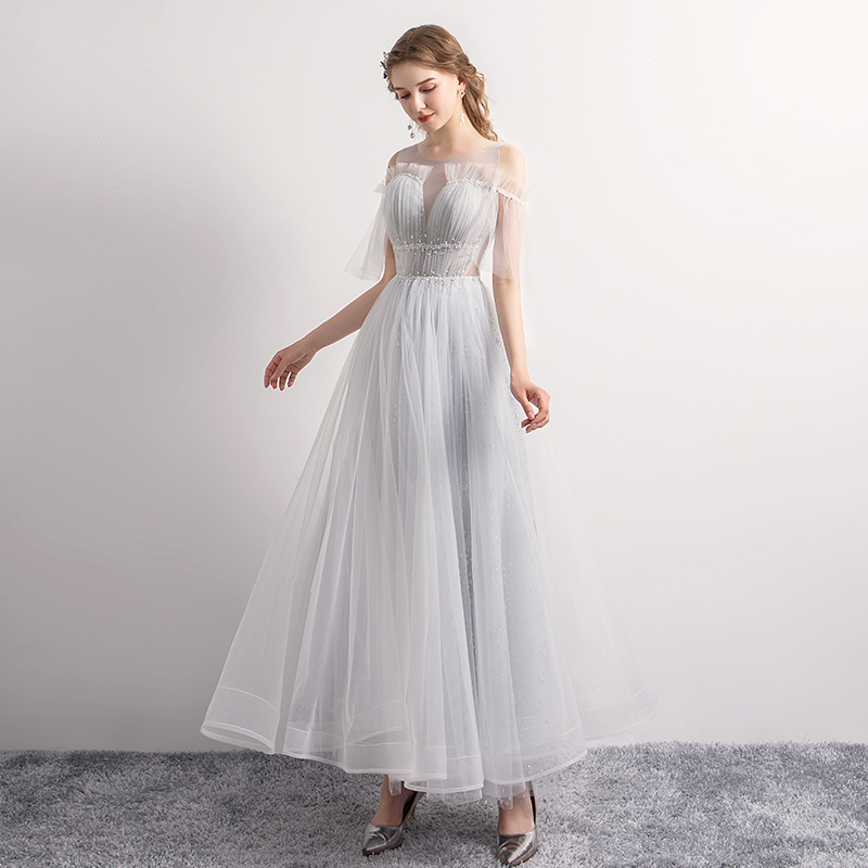 Ericdress Scoop A-Line Sleeveless Ankle-Length Prom Dress Wedding Guest Dress