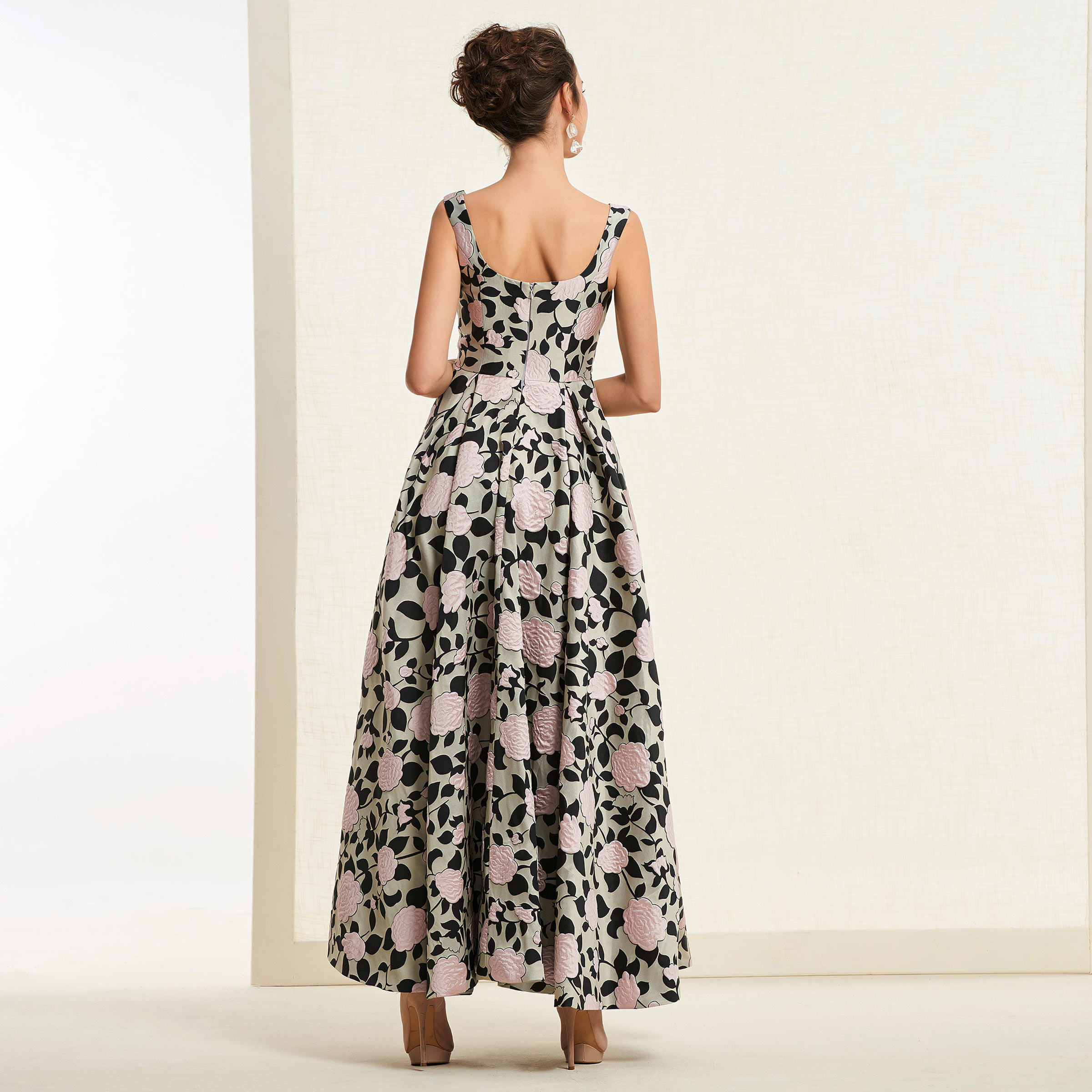 Ericdress Spaghetti Straps Floral Print Prom Dress