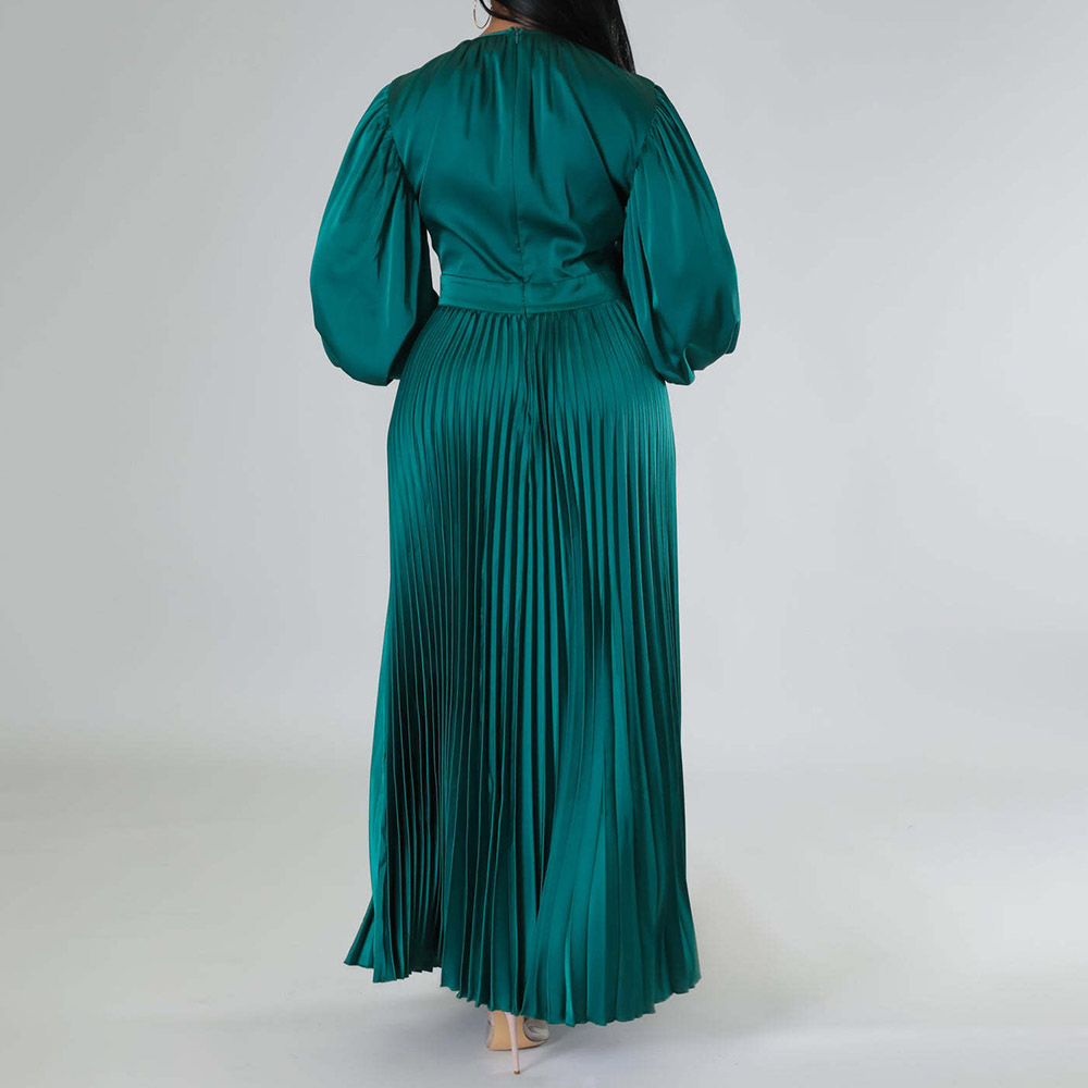 Ericdress Pleated Round Neck Ankle-Length Pullover Winter Maxi Dress