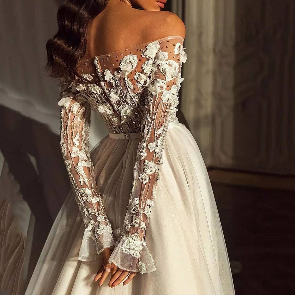 Ericdress Trumpet/Mermaid Lace Floor-Length Off-The-Shoulder Garden/Outdoor Wedding Dress