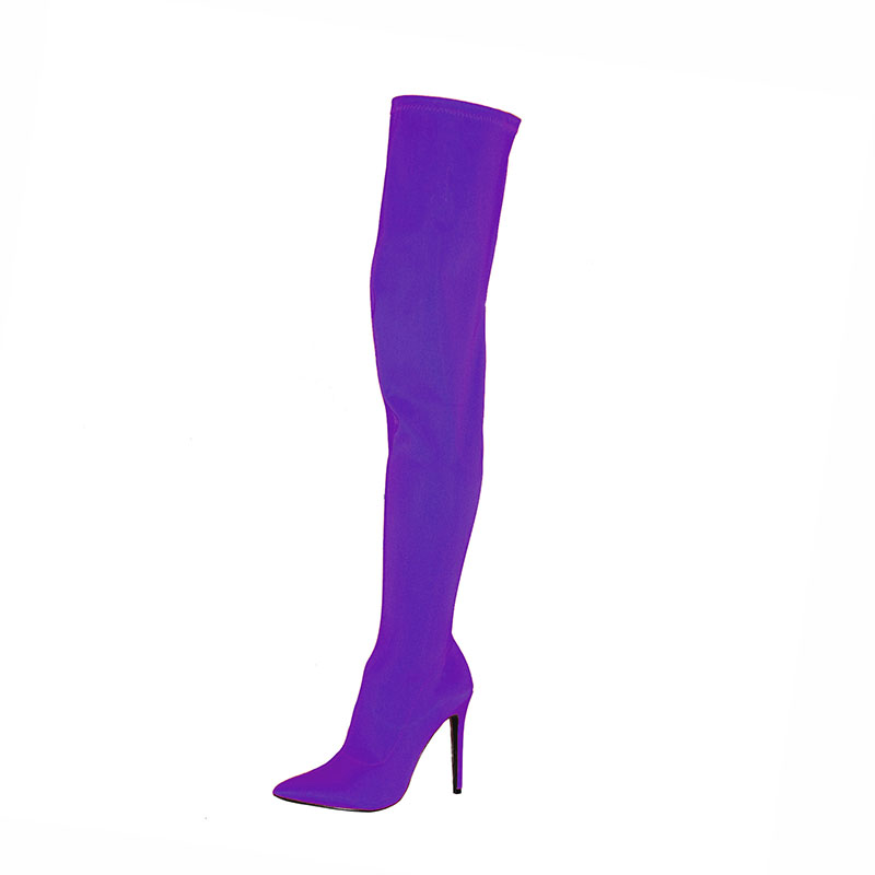 Ericdress Side Zipper Pointed Toe Stiletto Heel Women's Thigh High Boots