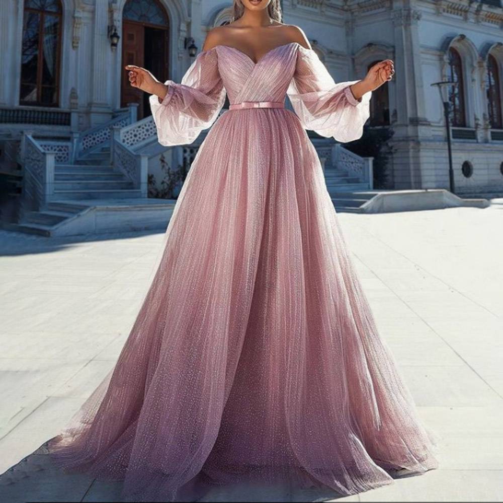 Ericdress Long Sleeves A-Line Strapless Floor-Length Prom Dress Evening Dress