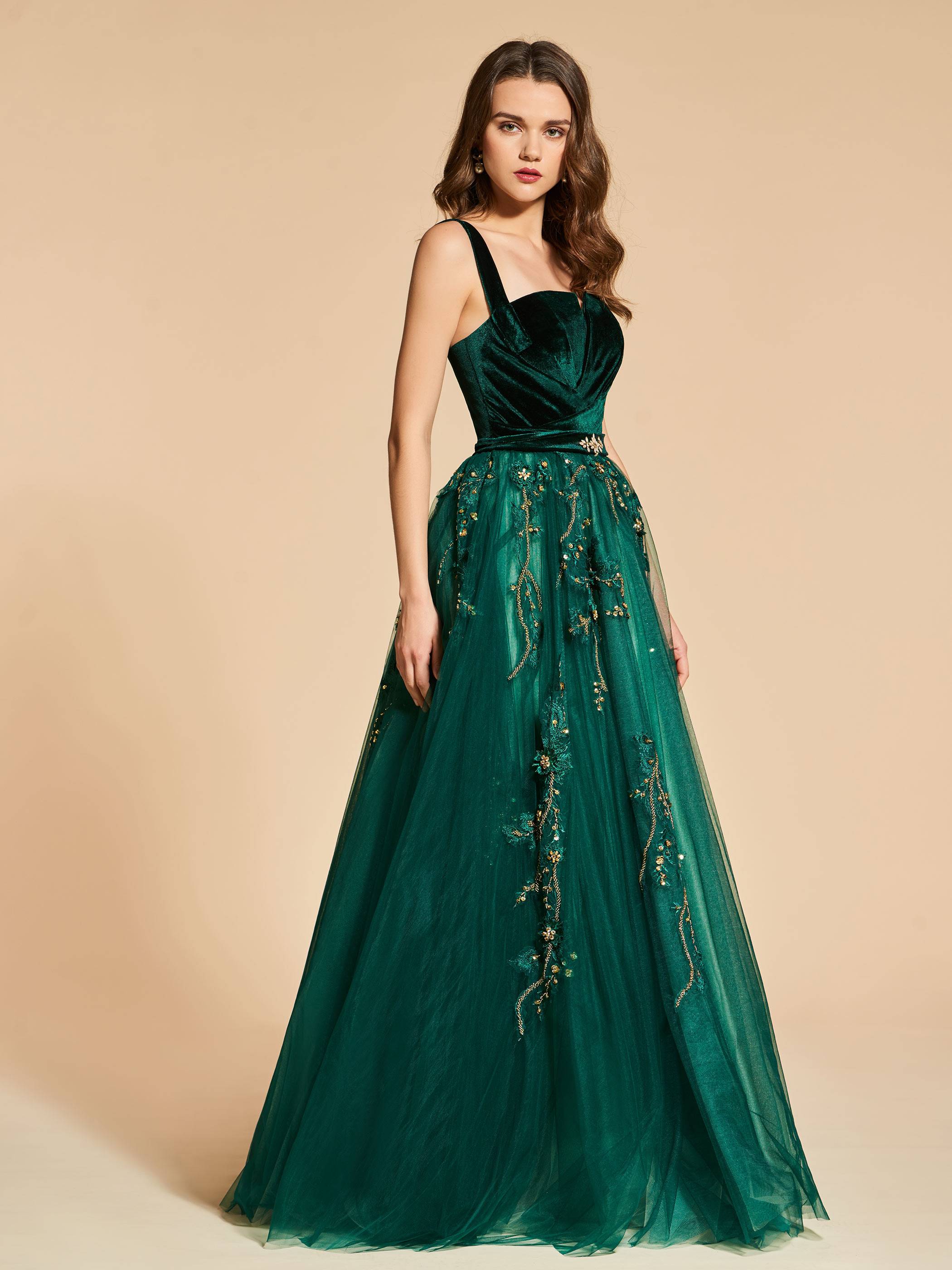 Ericdress A Line Straps Beaded Pleats Evening Dress
