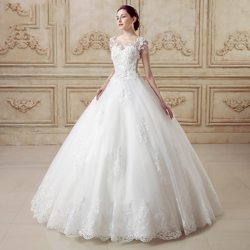 Ericdress Appliques Ball Gown Wedding Dress with Train