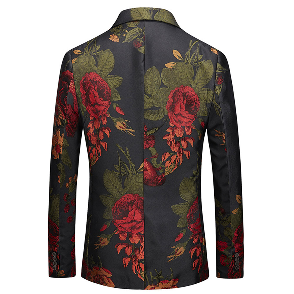 Ericdress Floral Print One Button Notched Lapel Mens Casual Ball Blazer