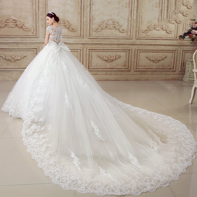 Ericdress Appliques Ball Gown Wedding Dress with Train