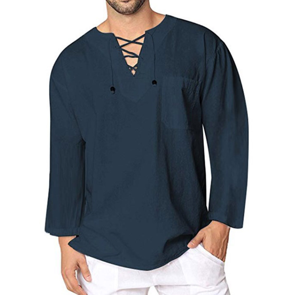 Ericdress Plain Lace-Up Men's Casual Loose Shirt