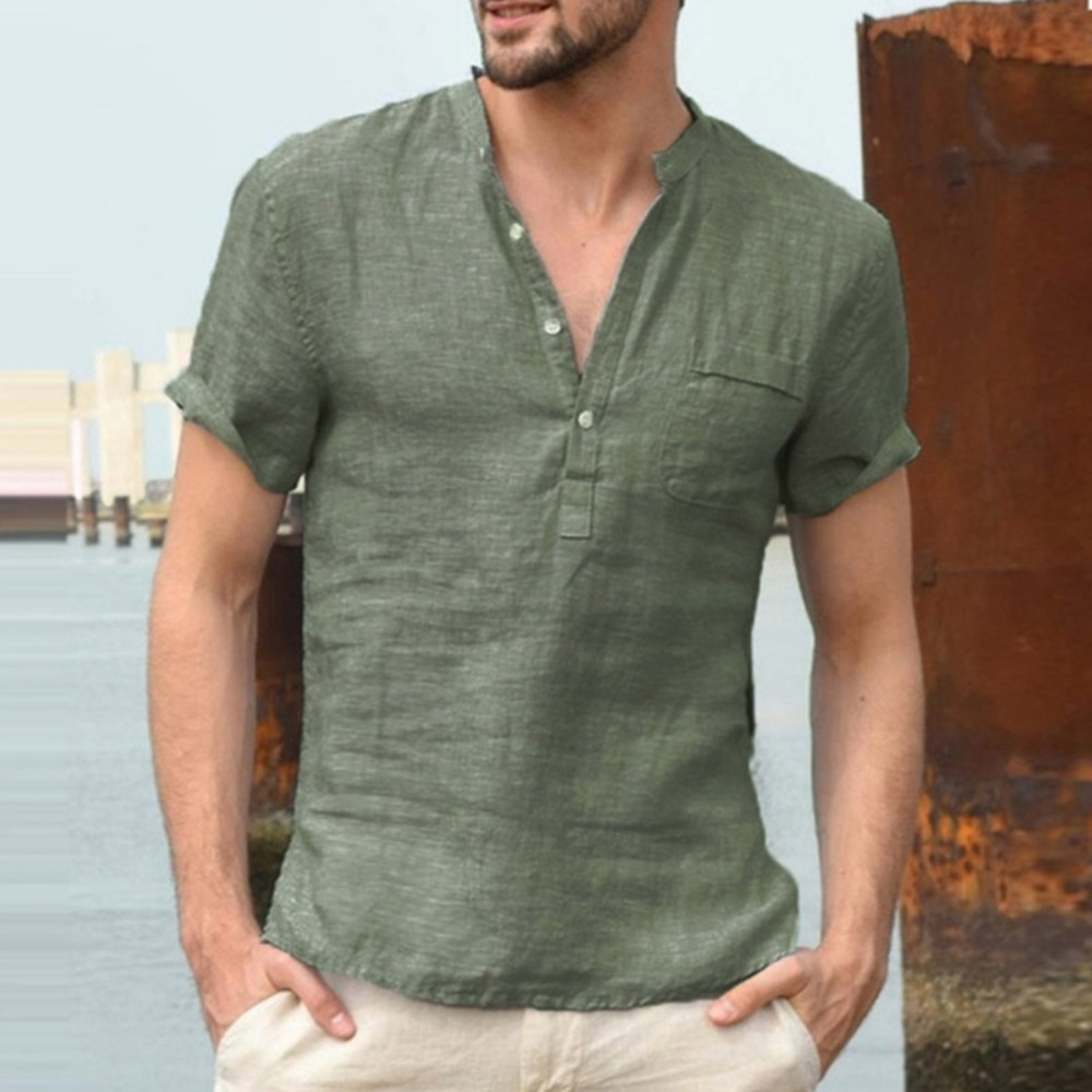 Ericdress Button Stand Collar Men's Casual Shirt