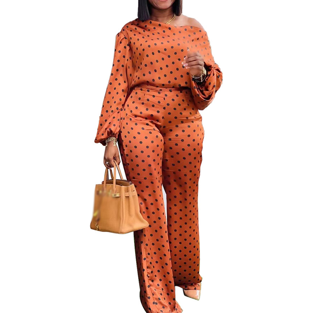 Ericdress Fashion Pants Polka Dots Pullover Straight Two Piece Sets
