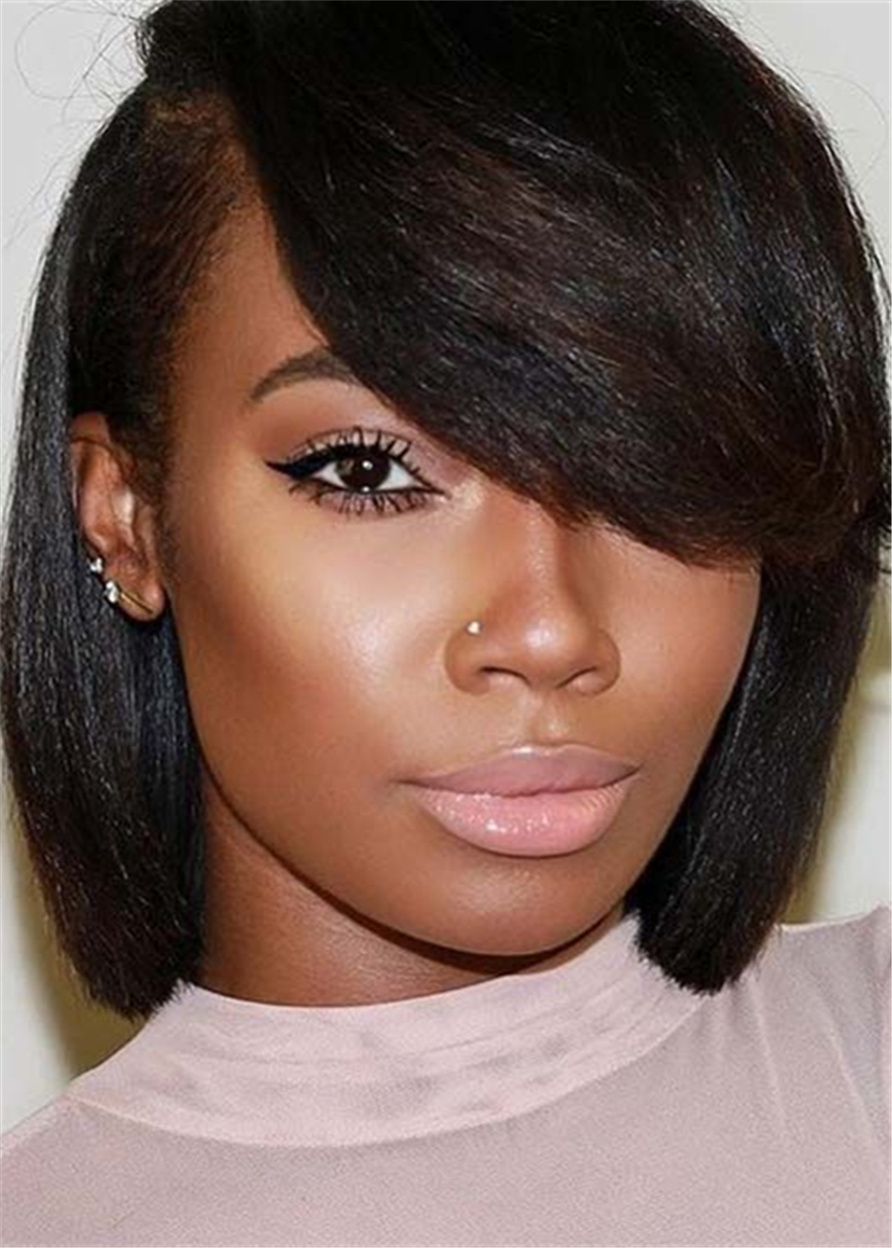 Ericdress Bob One Side Parted Bangs Straight Hair Capless Afro Women Wig