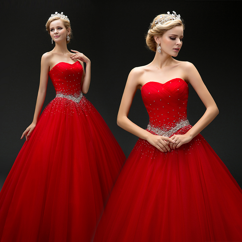 Ericdress Rhinestone Beading Floor Length Ball Quinceanera Gown With Lace-Up Back