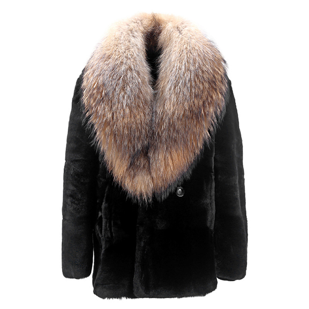 Ericdress Plain Faux Fur Straight Mens Winter Coat