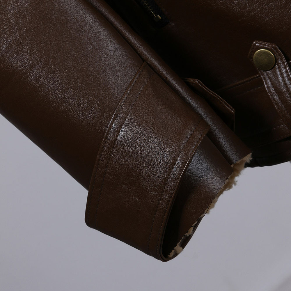 Ericdress Lapel Color Block Standard Slim Patchwork Leather Jacket