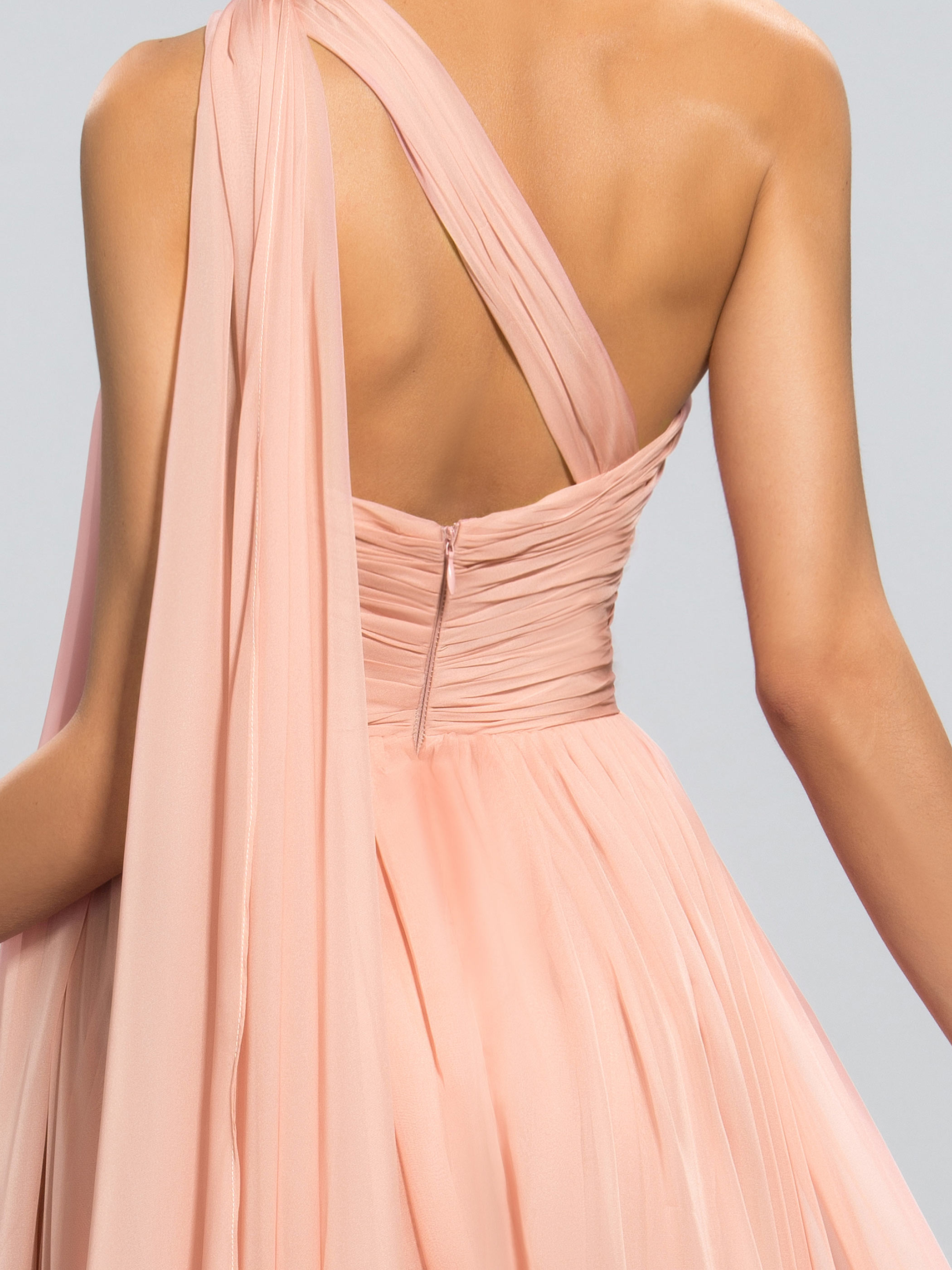 Classy One-Shoulder Split-Front Pleats Evening Dress