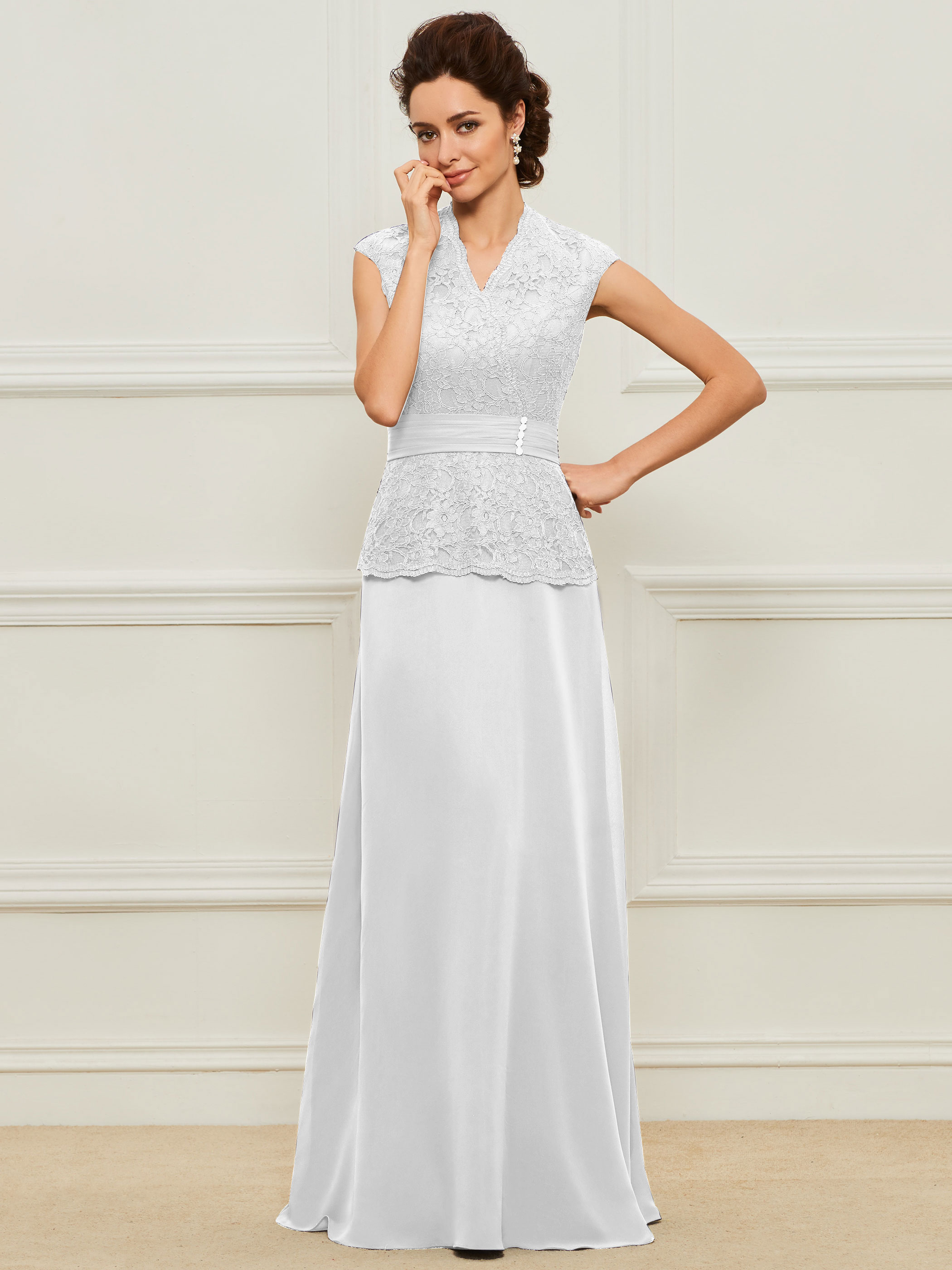 Ericdress Beading Cap Sleeve Lace Mother of the Bride Dress