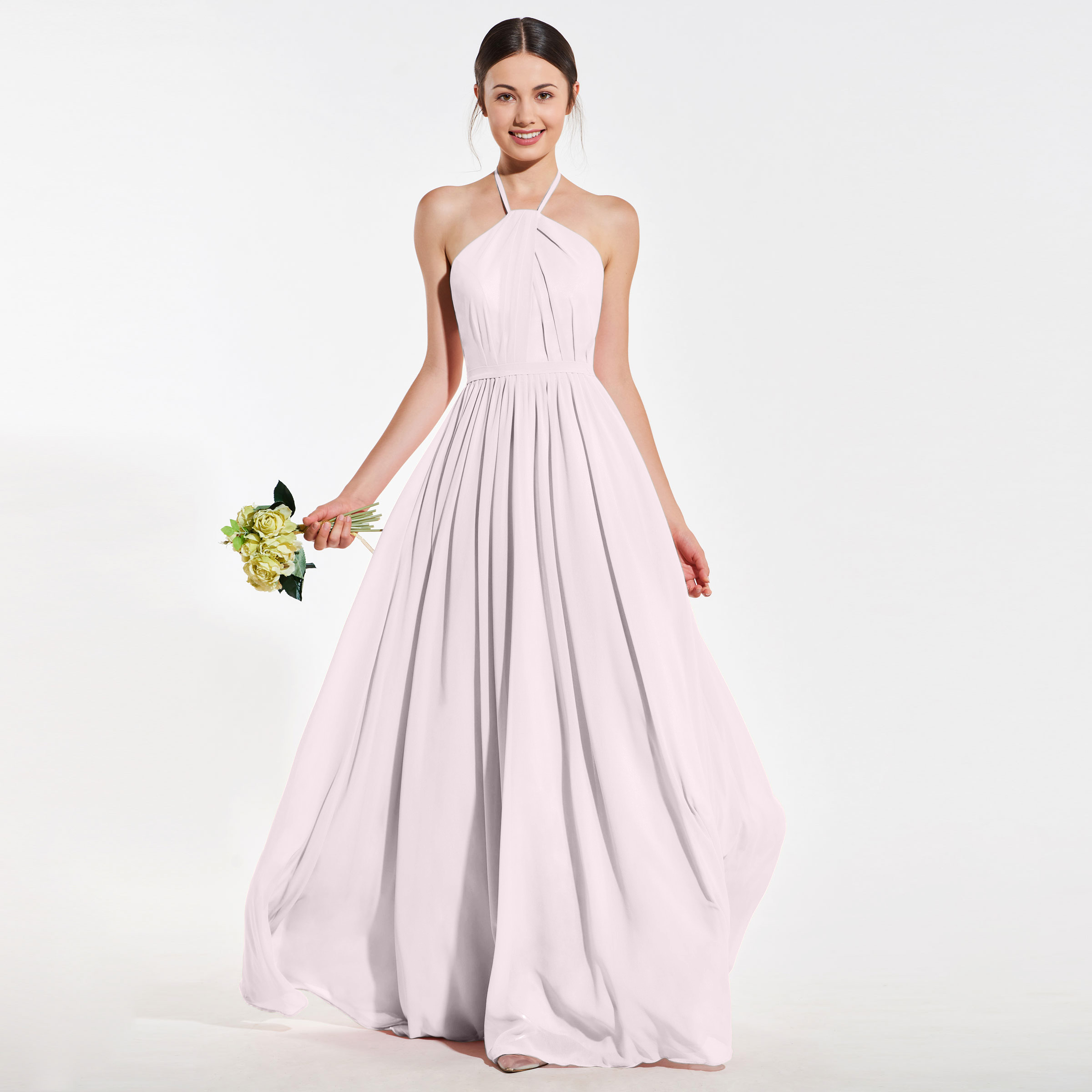 Ericdress A Line Halter Backless Long Bridesmaid Dress Rose Quartz Dress
