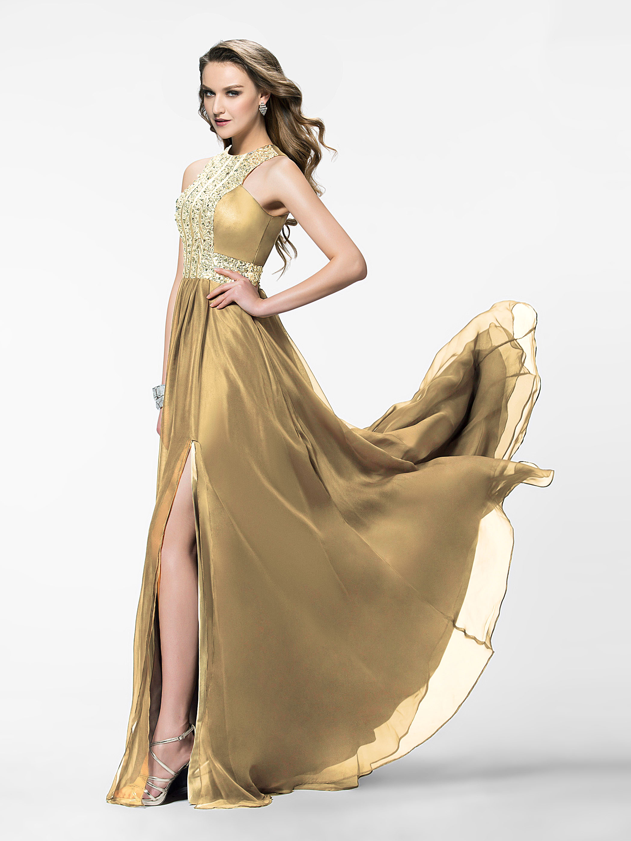 Ericdress Elegant A-Line Jewel Beading Split-Front Evening Dress