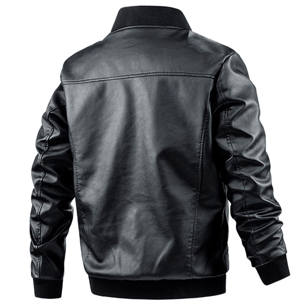 Ericdress Standard Stand Collar Color Block Zipper Patchwork Leather Jacket