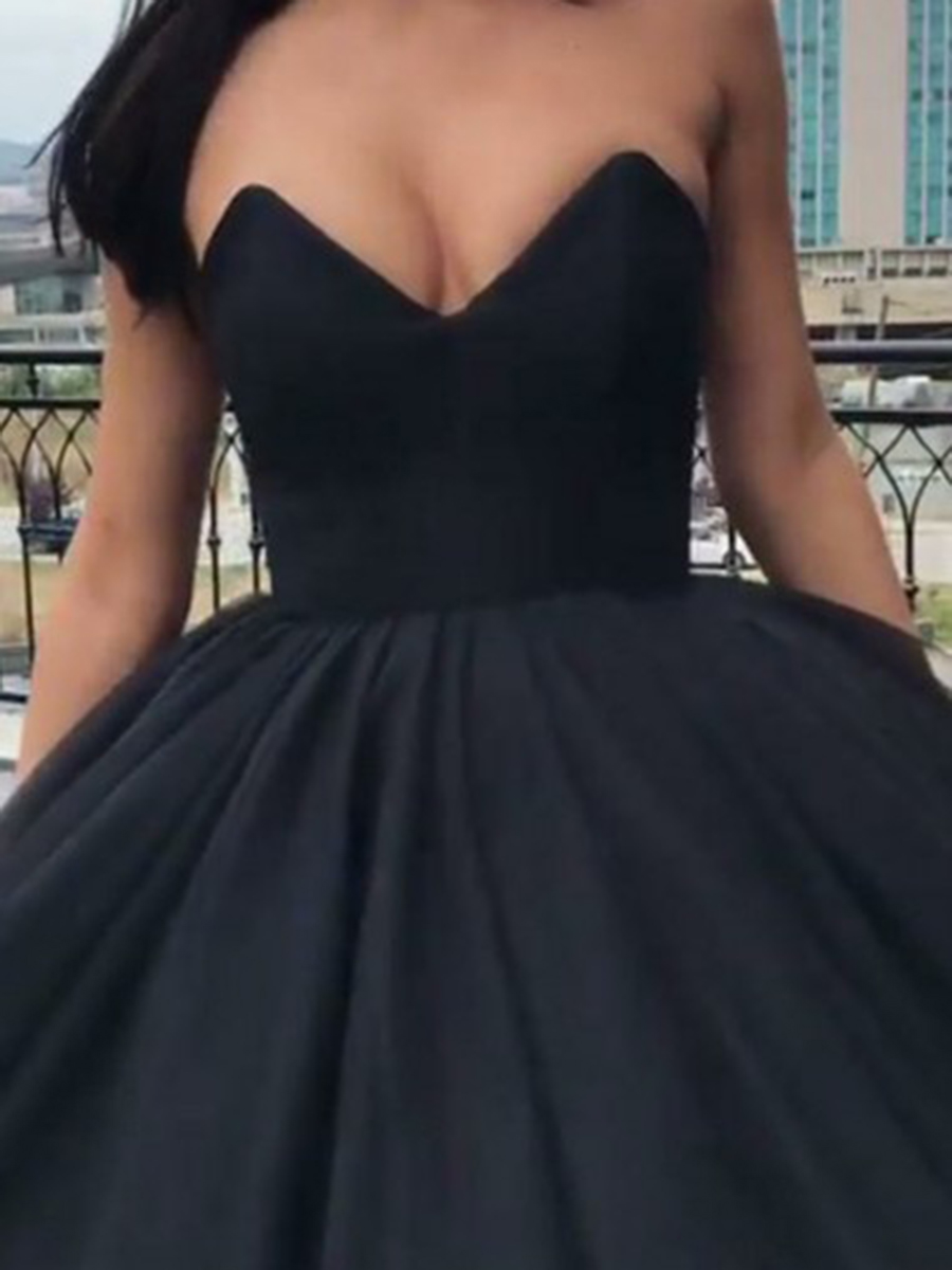 Ericdress Ball Gown Strapless Sleeveless Floor-Length Quinceanera Dress Evening Dresses Black Wedding Dresses