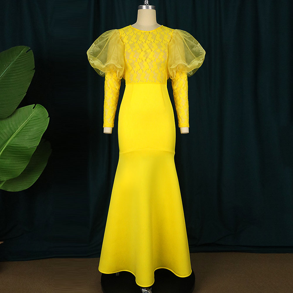 Ericdress Round Neck Floor-Length Patchwork Fashion Mermaid Maxi Dress