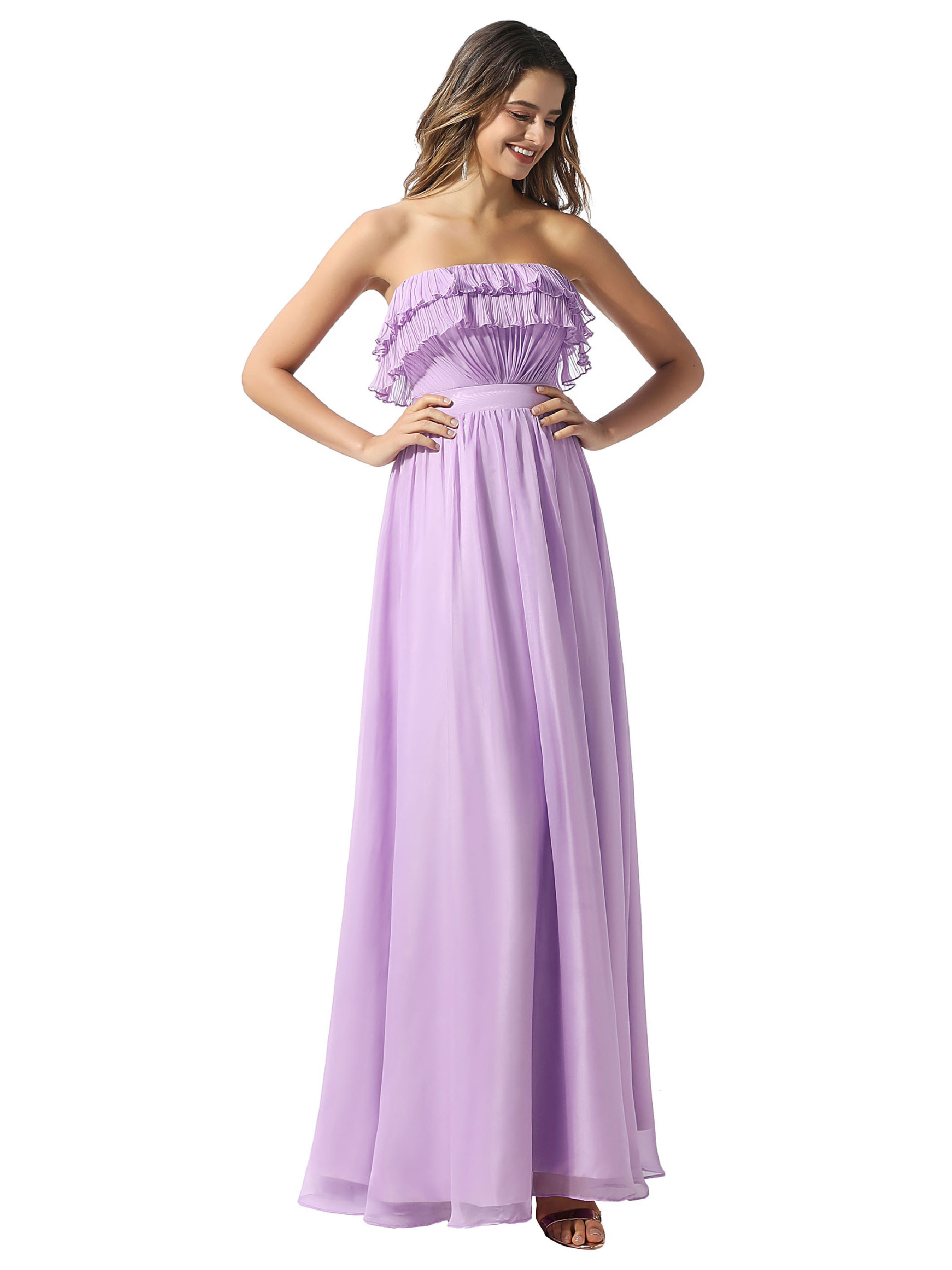 Ericdress A-Line Sleeveless Ruffles Floor-Length Prom Dress