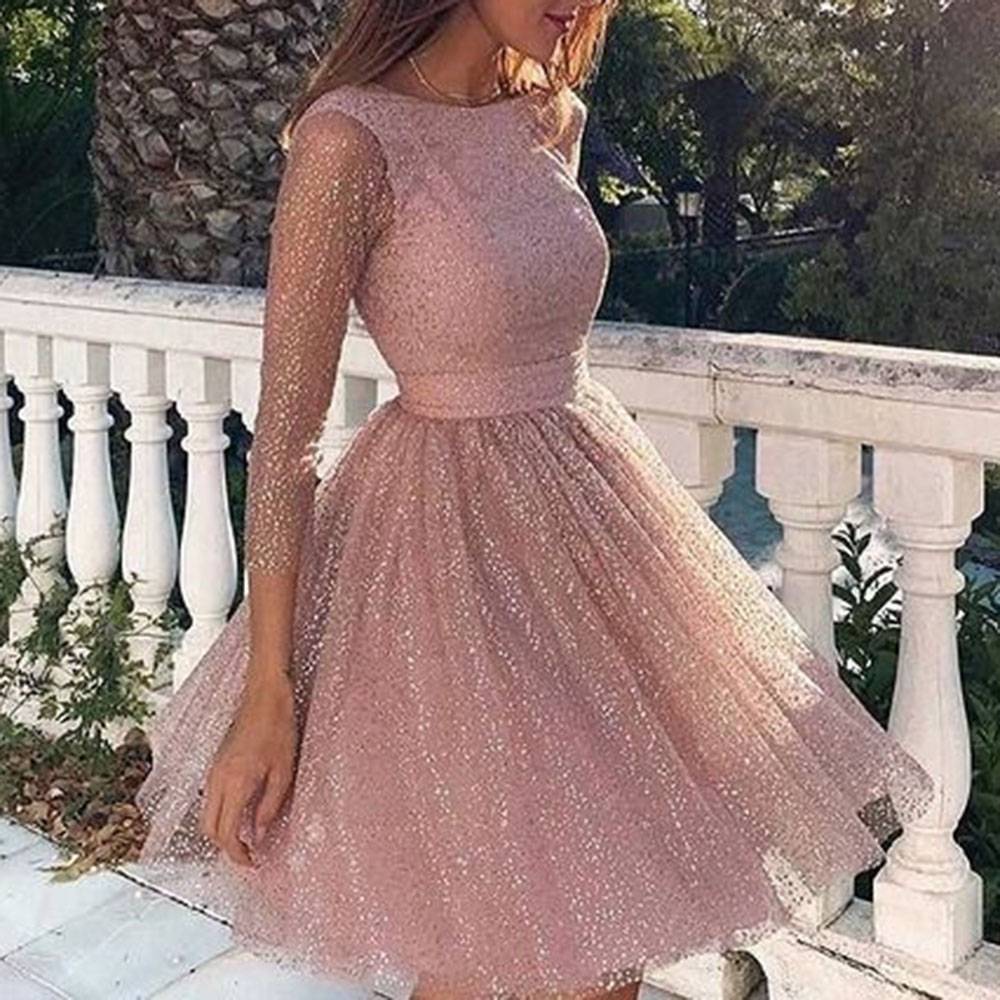 Ericdress Hoco 3/4 Length Sleeves Scoop A-Line Short/Mini Homecoming Dress 2020