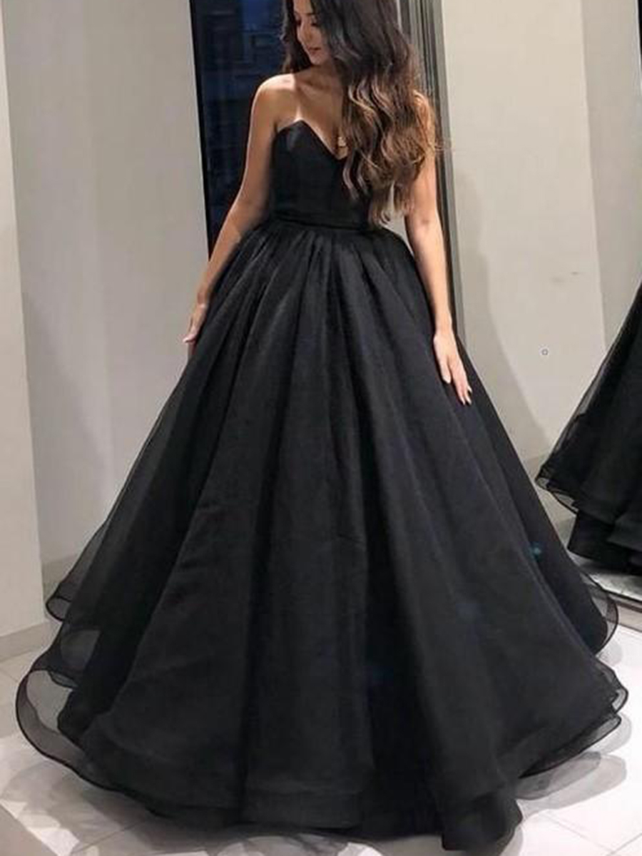 Ericdress Sweetheart A-Line Black Prom Dress