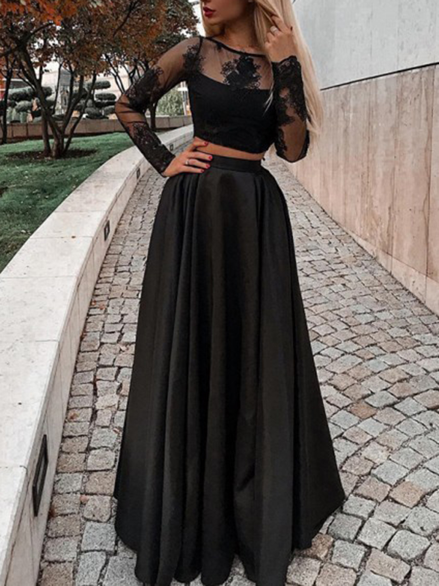 Ericdress Two Pieces Long Sleeves Lace Prom Dress