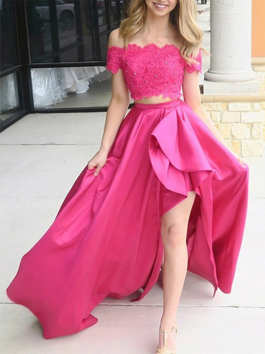 Ericdress Two Pieces Short Sleeves Appliques Prom Dress