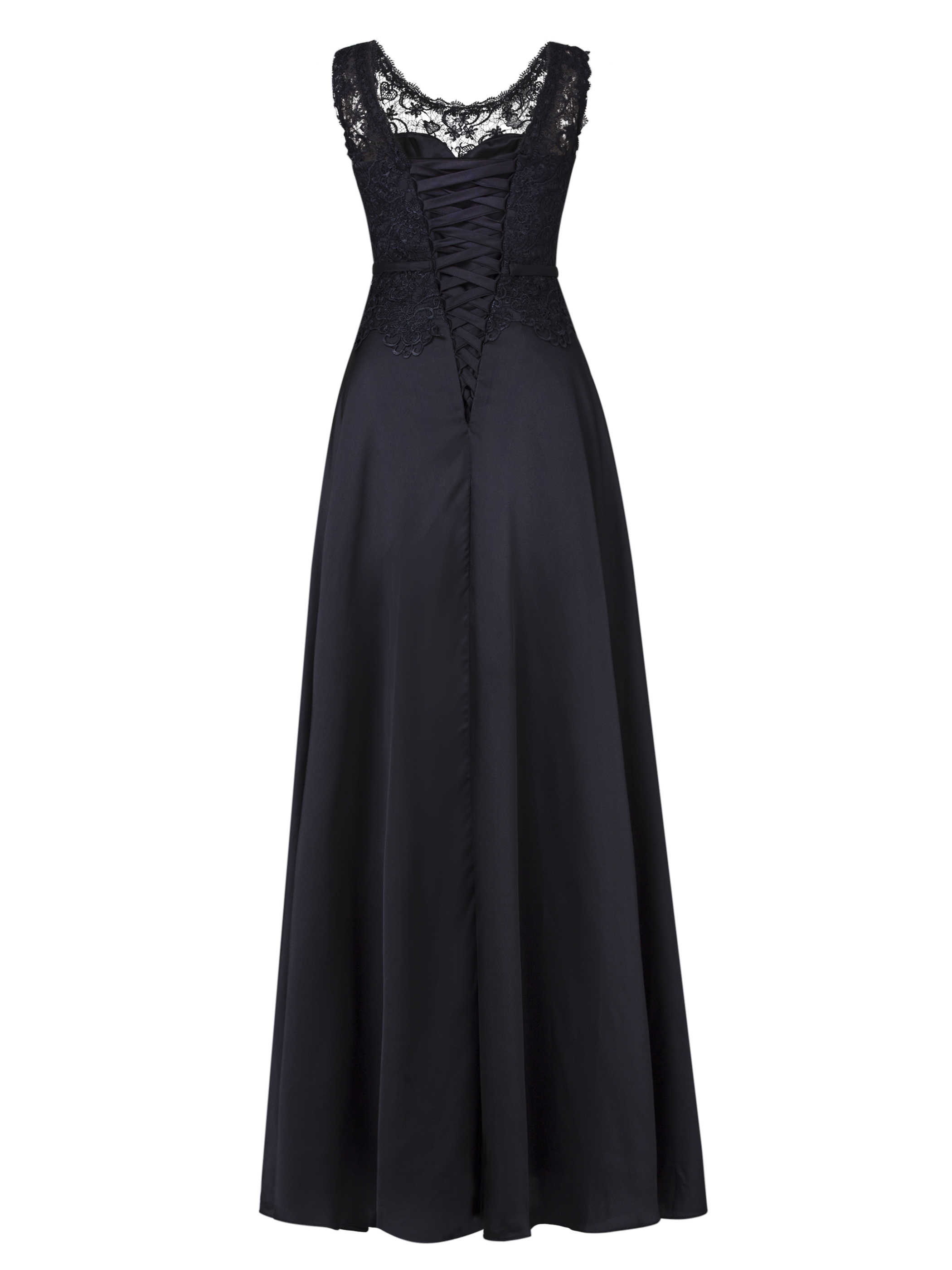 Ericdress Scoop Neck Lace-Up Ankle-Length Lace Evening Dress