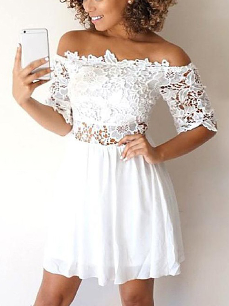 Ericdress Short Sleeves Off-The-Shoulder Homecoming Dress