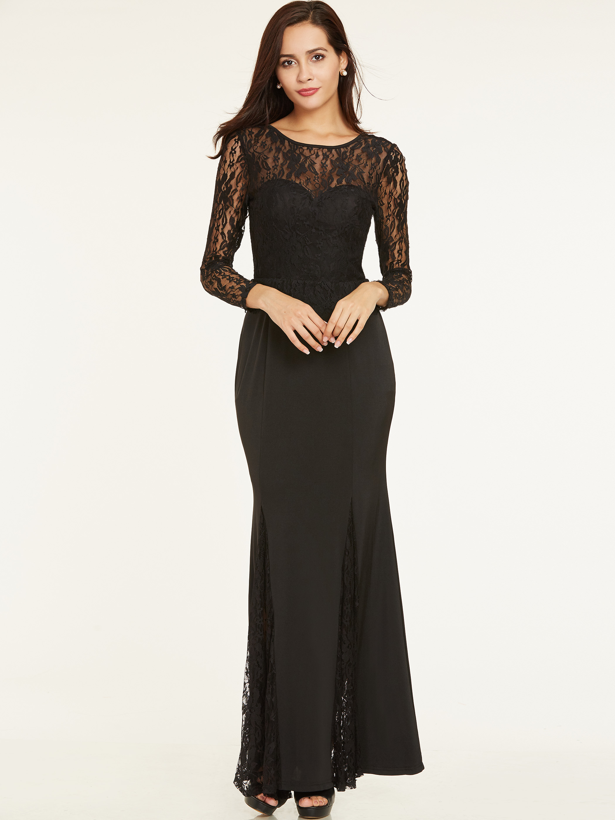 Ericdress Scoop Neck Backless Lace Evening Dress
