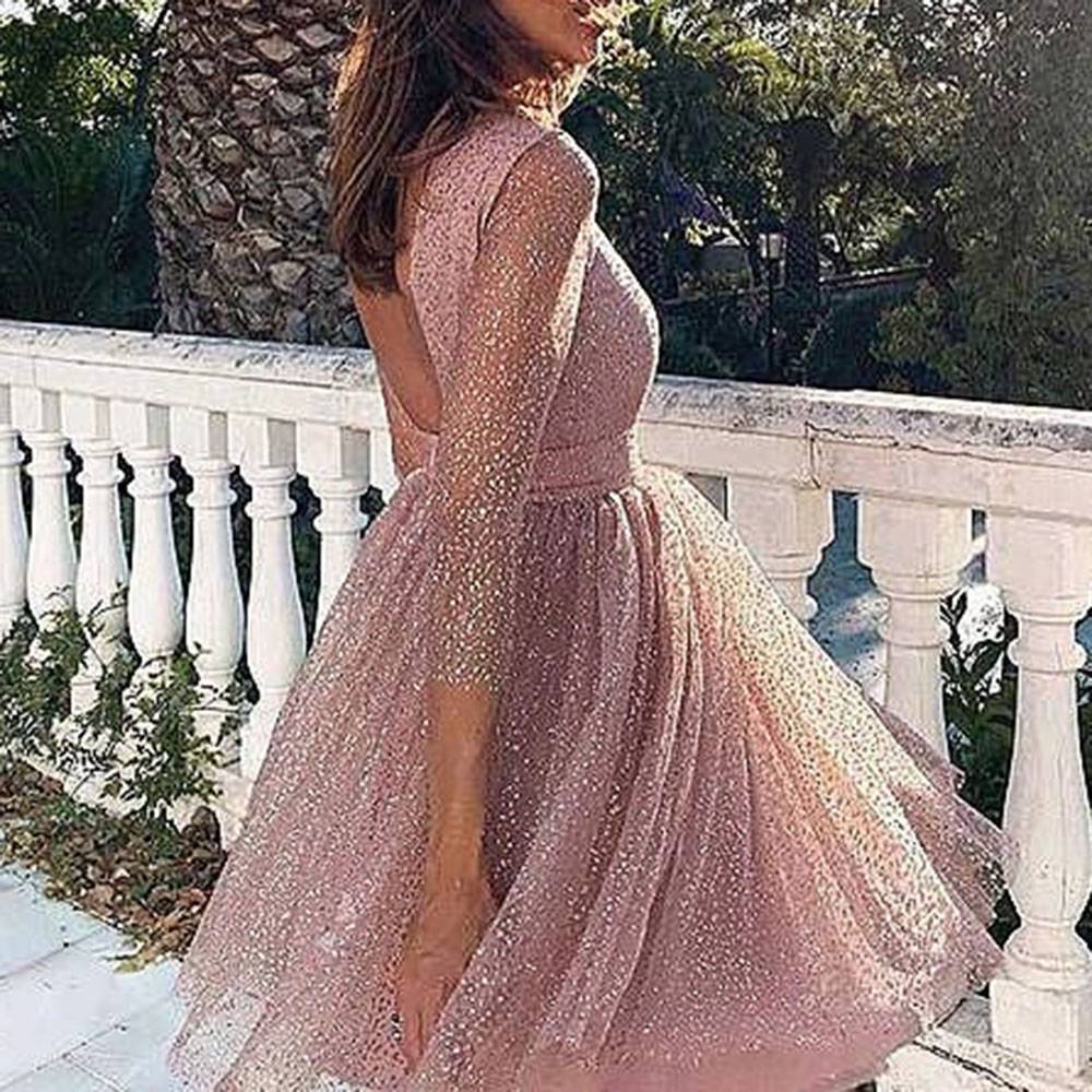 Ericdress Hoco 3/4 Length Sleeves Scoop A-Line Short/Mini Homecoming Dress 2020