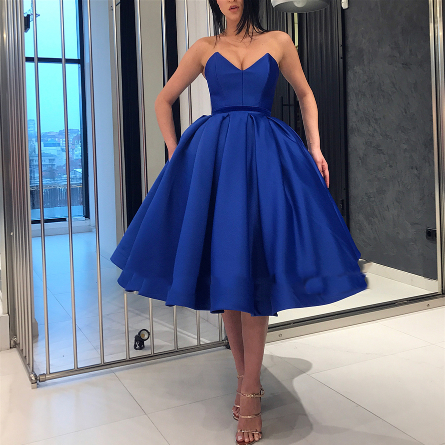 Ericdress Sweetheart Tea-Length Dark Royal Blue Prom Dress
