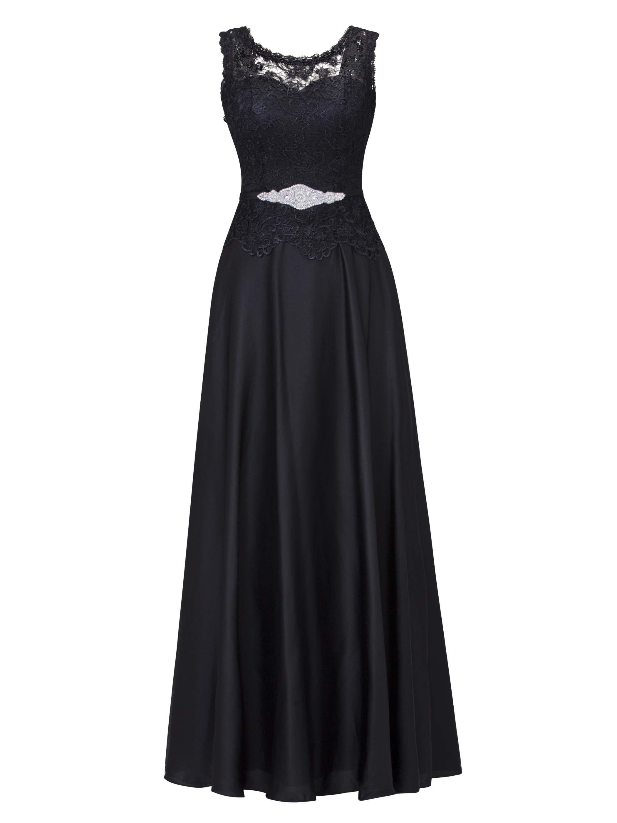 Ericdress Scoop Neck Lace-Up Ankle-Length Lace Evening Dress