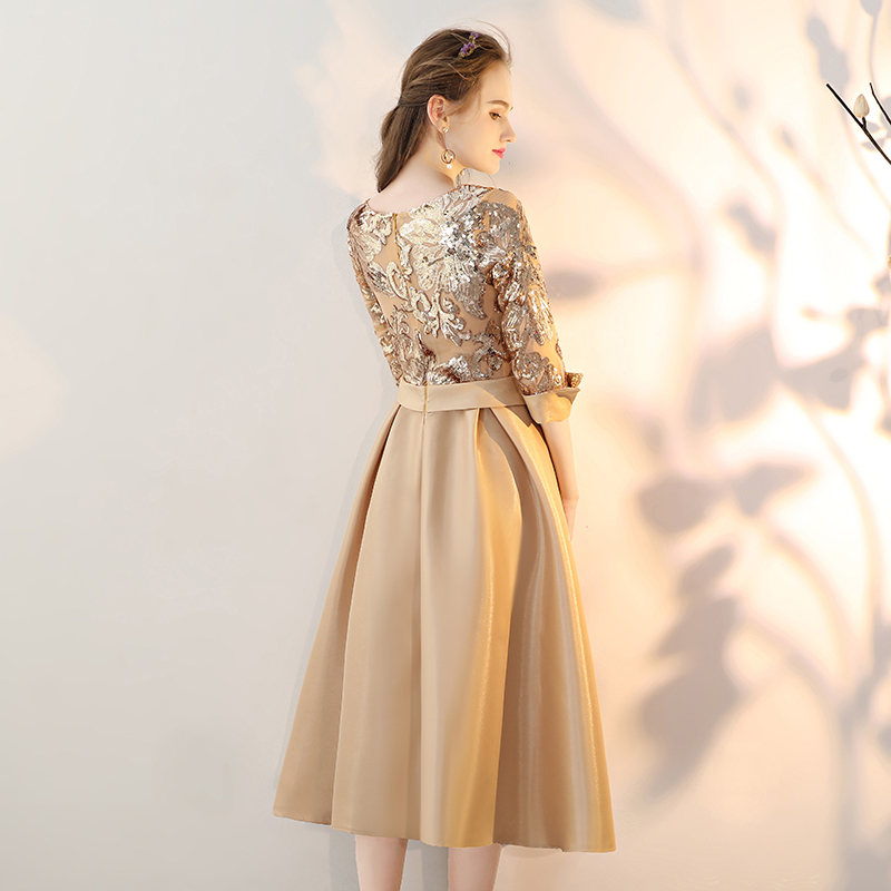 Ericdress 3/4 Length Sleeves Tea-Length Sequins Jewel Prom Dress